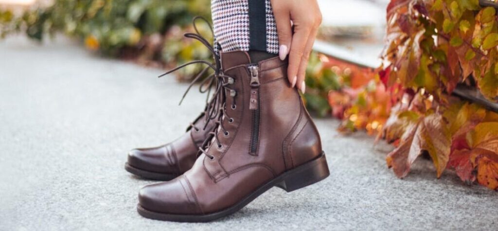botines de cuero marrón